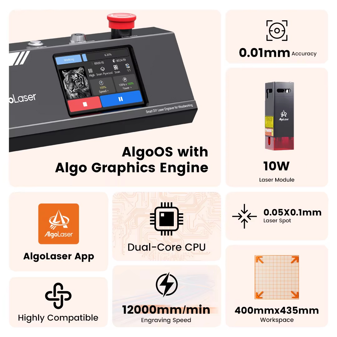 Algolaser DIY Table 40*43cm CN - Industrial Laser Engraver For Metal 评论和价格